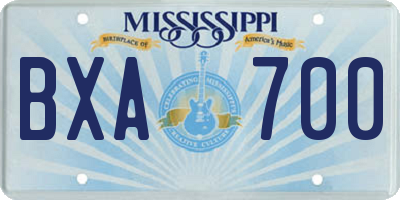 MS license plate BXA700