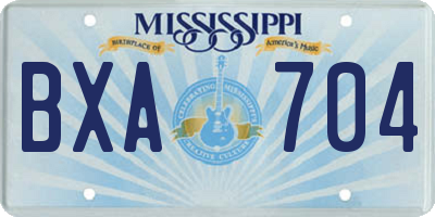 MS license plate BXA704