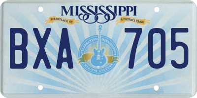 MS license plate BXA705