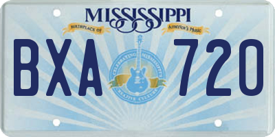MS license plate BXA720