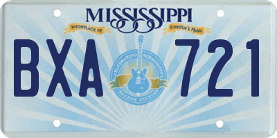 MS license plate BXA721