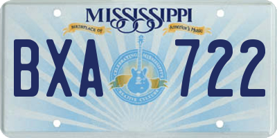 MS license plate BXA722