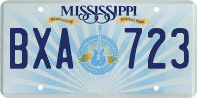MS license plate BXA723