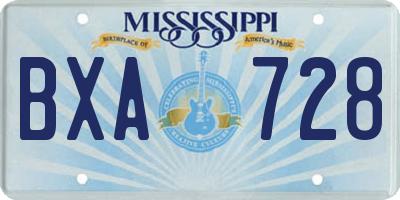 MS license plate BXA728