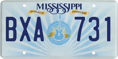 MS license plate BXA731
