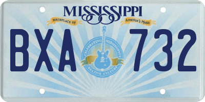 MS license plate BXA732