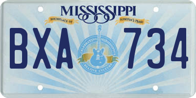 MS license plate BXA734