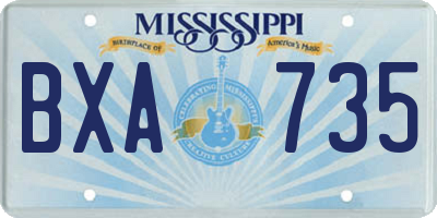 MS license plate BXA735