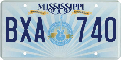MS license plate BXA740