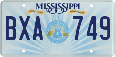 MS license plate BXA749