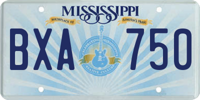 MS license plate BXA750
