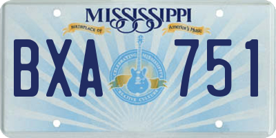MS license plate BXA751