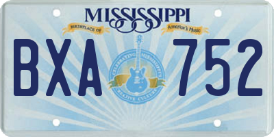 MS license plate BXA752