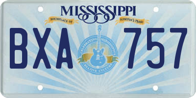 MS license plate BXA757