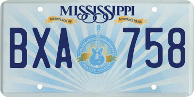 MS license plate BXA758