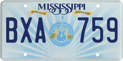 MS license plate BXA759