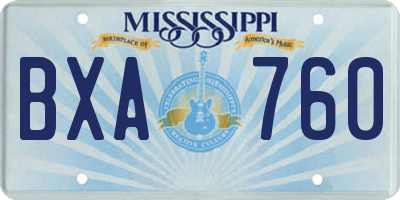 MS license plate BXA760