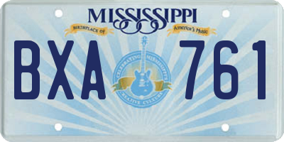 MS license plate BXA761