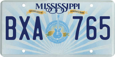MS license plate BXA765