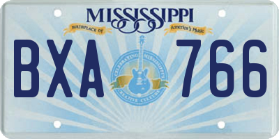 MS license plate BXA766