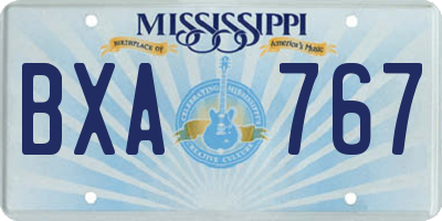 MS license plate BXA767