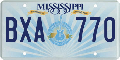 MS license plate BXA770