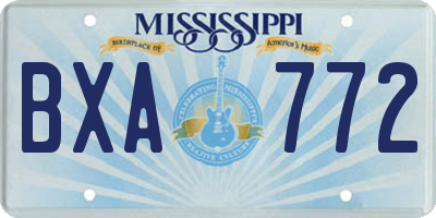 MS license plate BXA772