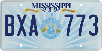 MS license plate BXA773