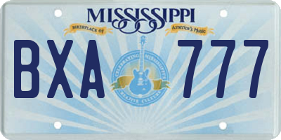 MS license plate BXA777