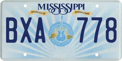 MS license plate BXA778