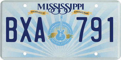 MS license plate BXA791