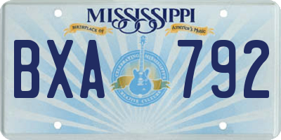 MS license plate BXA792