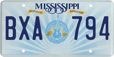 MS license plate BXA794