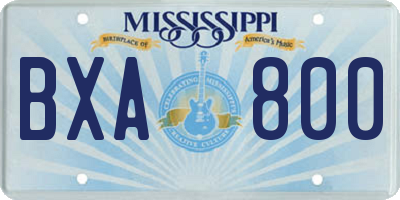MS license plate BXA800