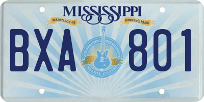 MS license plate BXA801