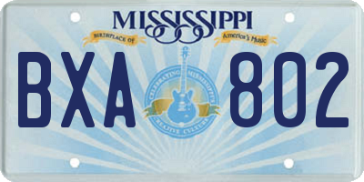 MS license plate BXA802