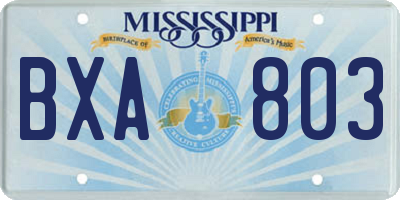 MS license plate BXA803