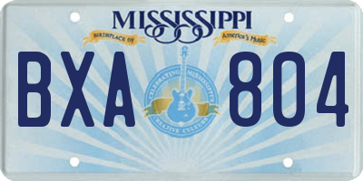 MS license plate BXA804