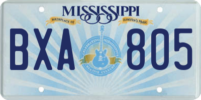 MS license plate BXA805