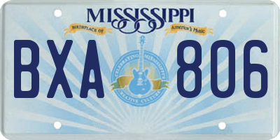 MS license plate BXA806