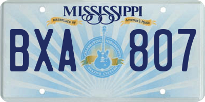 MS license plate BXA807