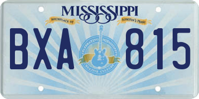 MS license plate BXA815