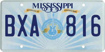 MS license plate BXA816