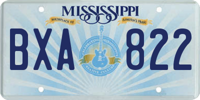 MS license plate BXA822