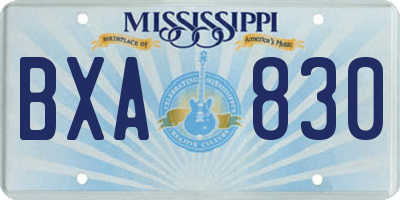 MS license plate BXA830
