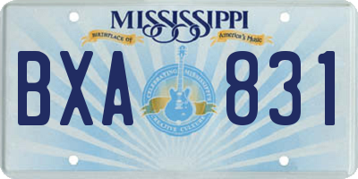 MS license plate BXA831