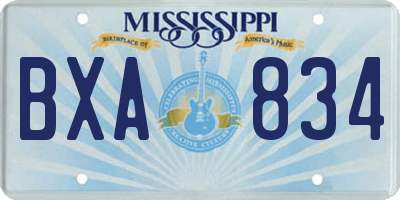 MS license plate BXA834