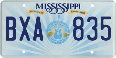 MS license plate BXA835