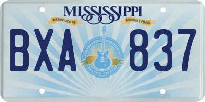 MS license plate BXA837