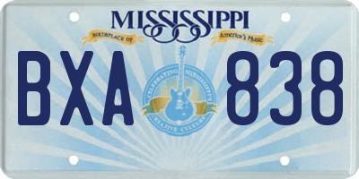 MS license plate BXA838